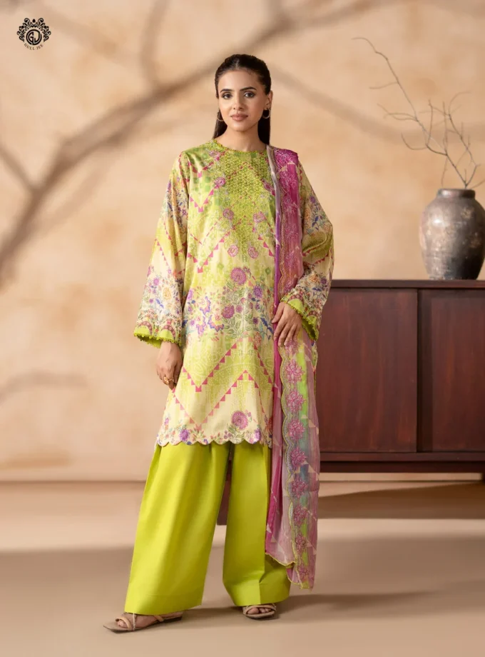 Unstitched 3Pc Printed Lawn Dress GullJee Rang Pasand RP-1105