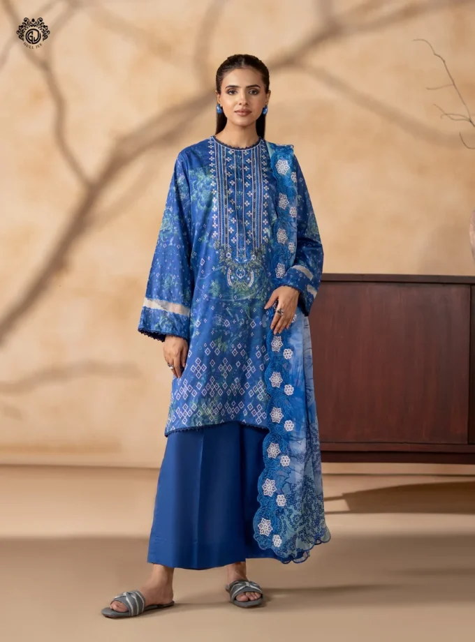 Unstitched 3Pc Printed Lawn Dress GullJee Rang Pasand RP-1106
