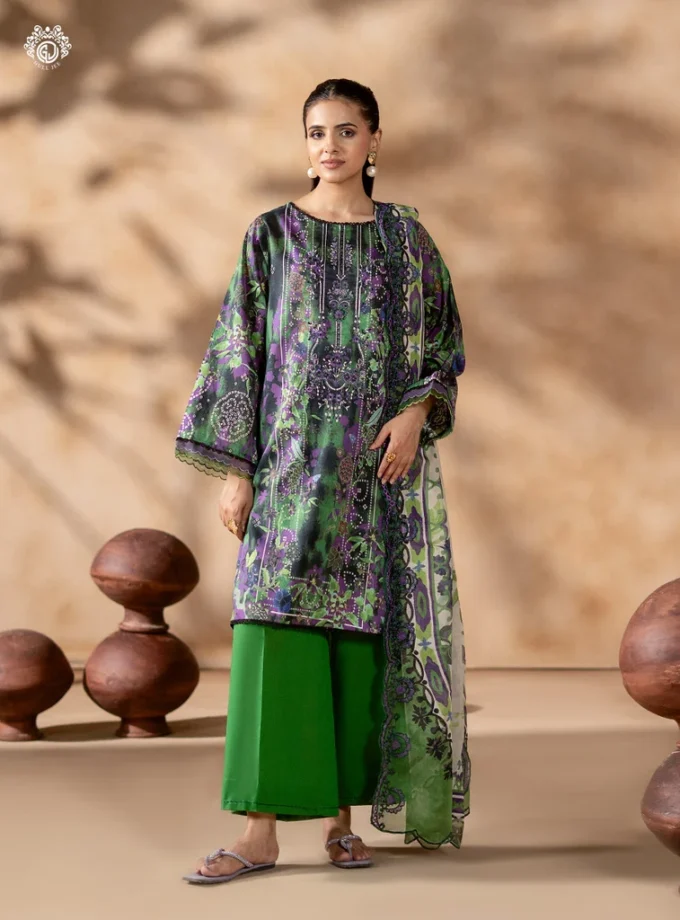Unstitched 3Pc Printed Lawn Dress GullJee Rang Pasand RP-1108