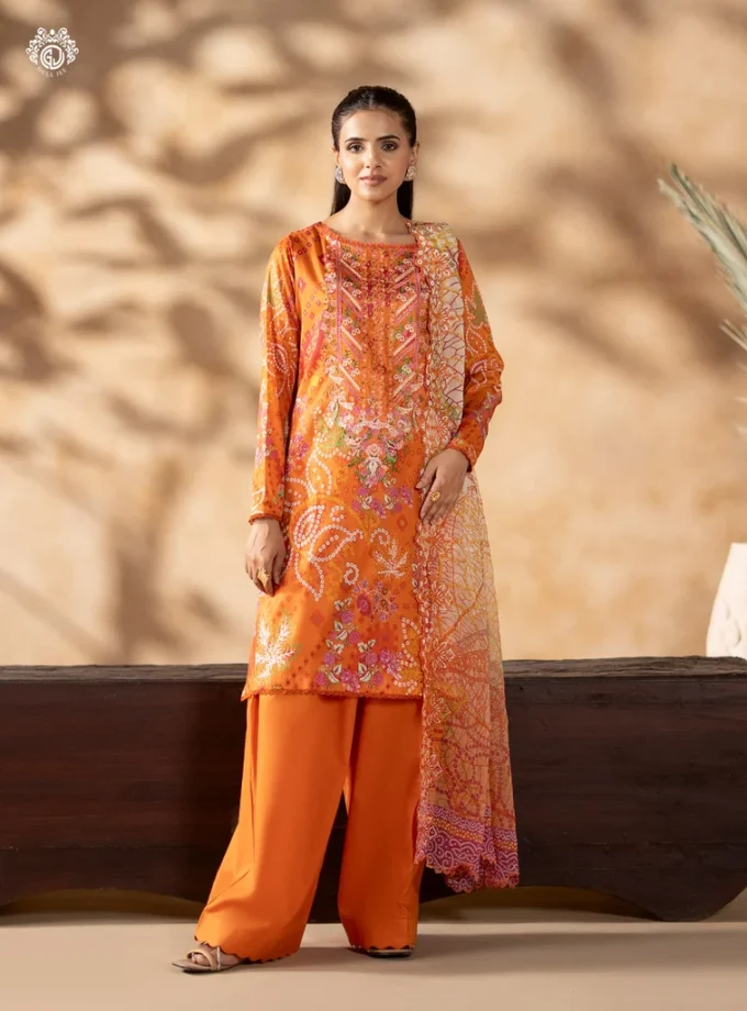 Unstitched 3Pc Printed Lawn Dress GullJee Rang Pasand RP-1110