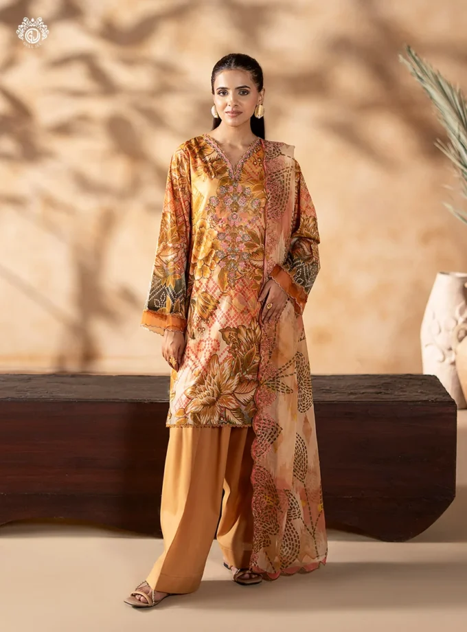 Unstitched 3Pc Printed Lawn Dress GullJee Rang Pasand RP-1112